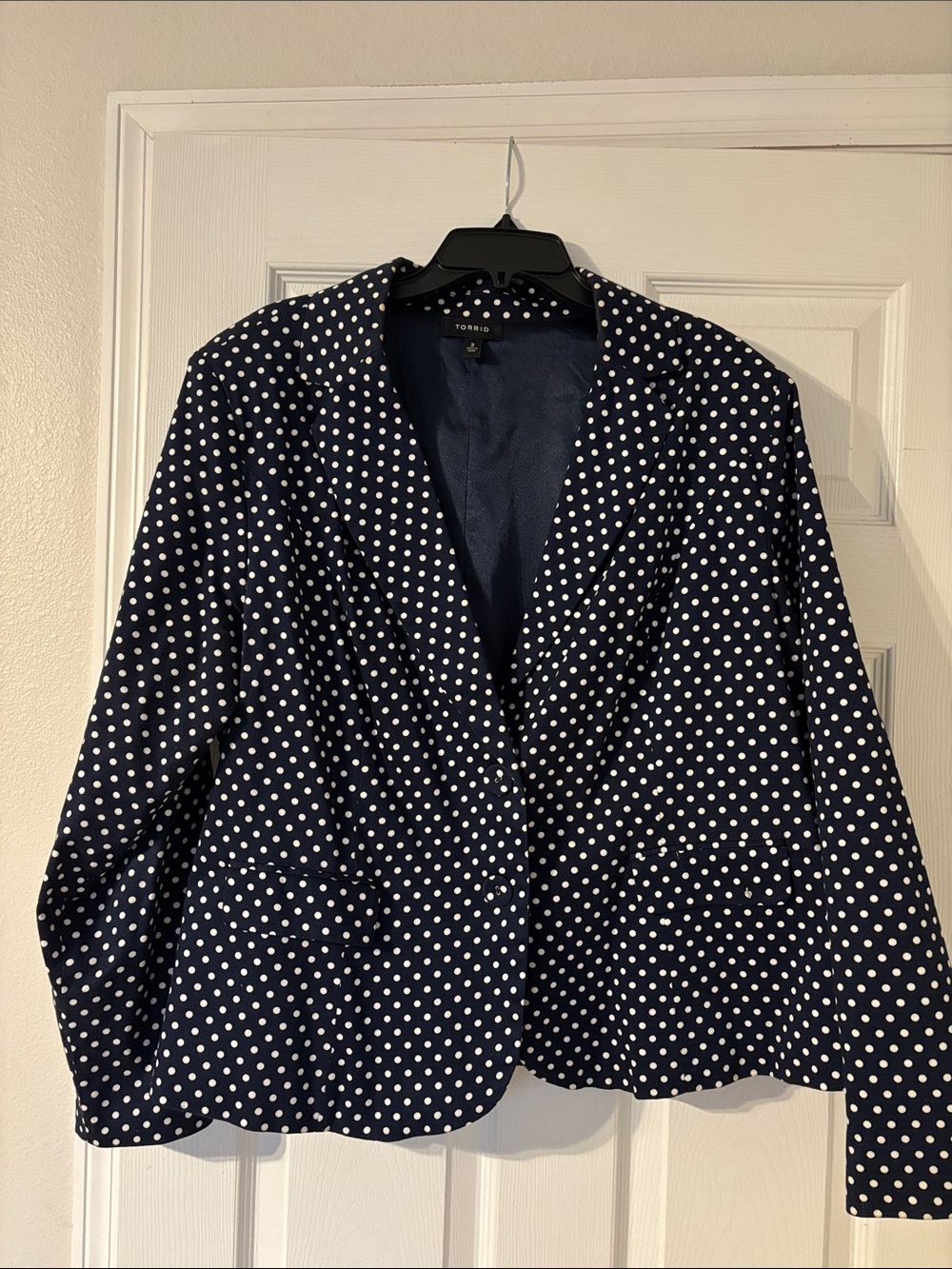 torrid Navy and White Polka Dot Fitted Blazer 3X Womens Plus